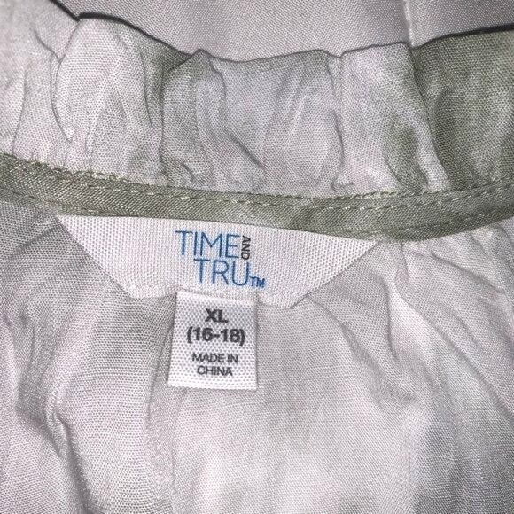 Time And Tru Womens XL Sleeveless Tie-Dye Top Green/White Rayon - Picture 2 of 6